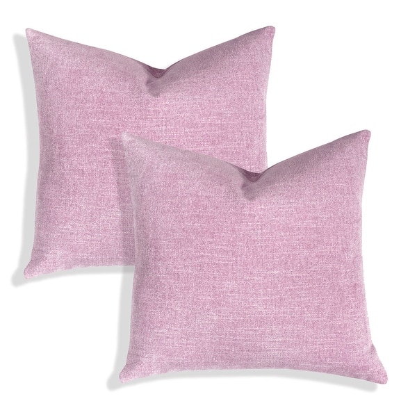 Vidara Set of 2 Luxurious Solid Chenille Throw Pillow 20"x20" Lilac